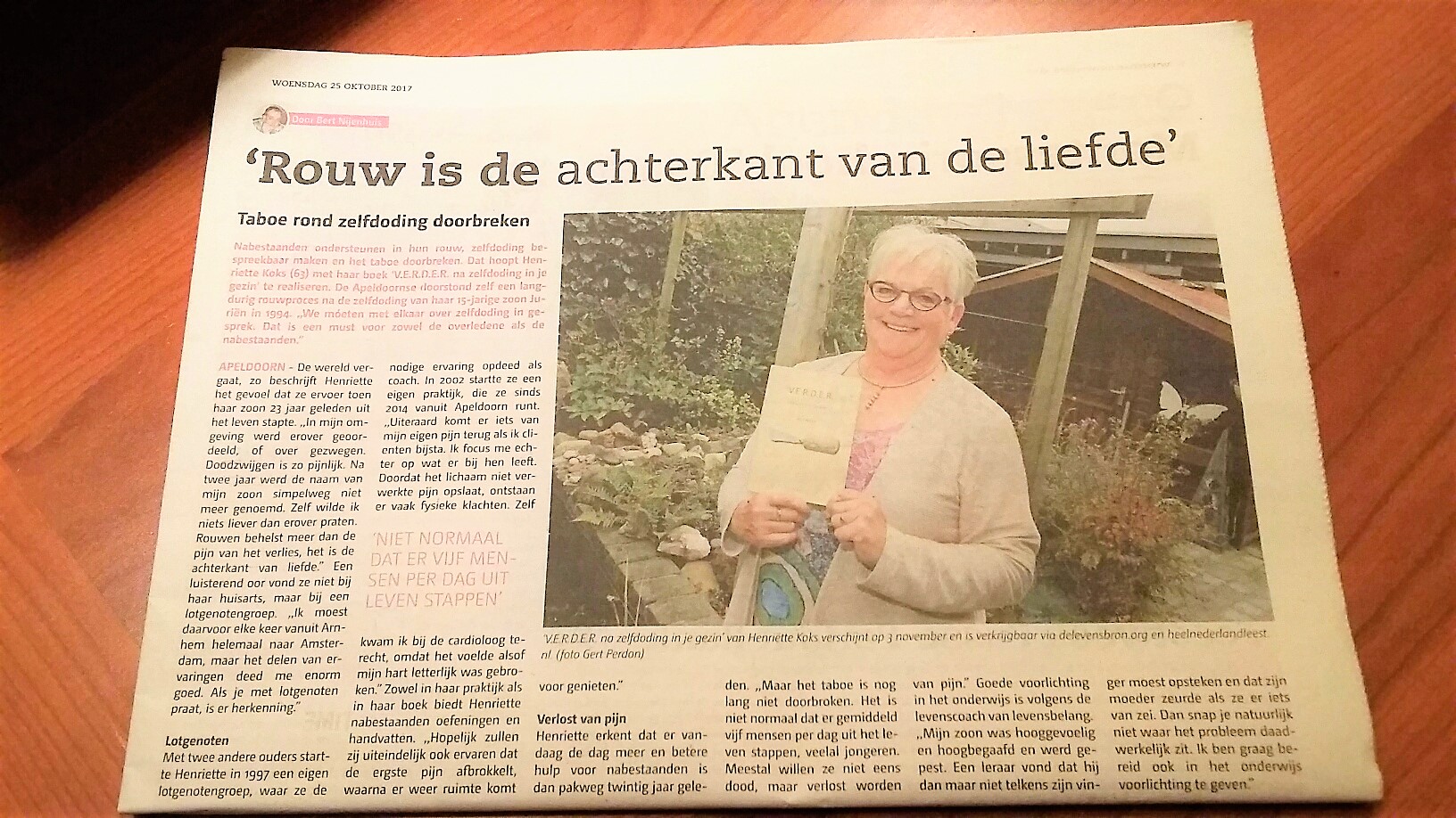 rouw is de achterkant van liefde kranten interview 